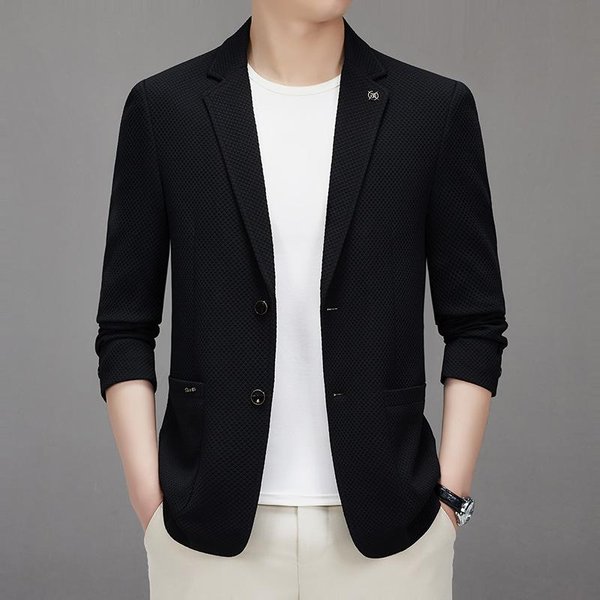 Traje Casual Delgado De OtoñO Para Hombre Estilo Coreano Slim Traje PequeñO Chaqueta Para Hombre 4XL White-image