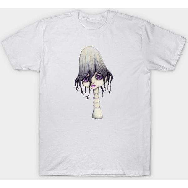 Camiseta Mujer Chica Hongo ImpresióN Harajuku Kawaii Verano Manga Corta Camiseta Femenina Top Camiseta 4XL Blanco-image