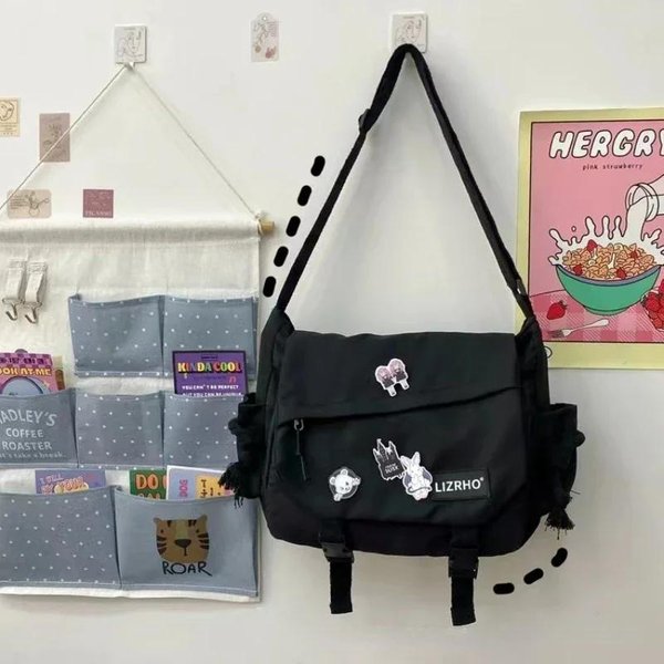 Bolso De Mensajero JaponéS, Bolso Escolar Coreano De Un Solo Hombro Para Chica, Estudiante, Estilo Hong Kong, Retro, Gran Capacidad, Para Mujer.-image