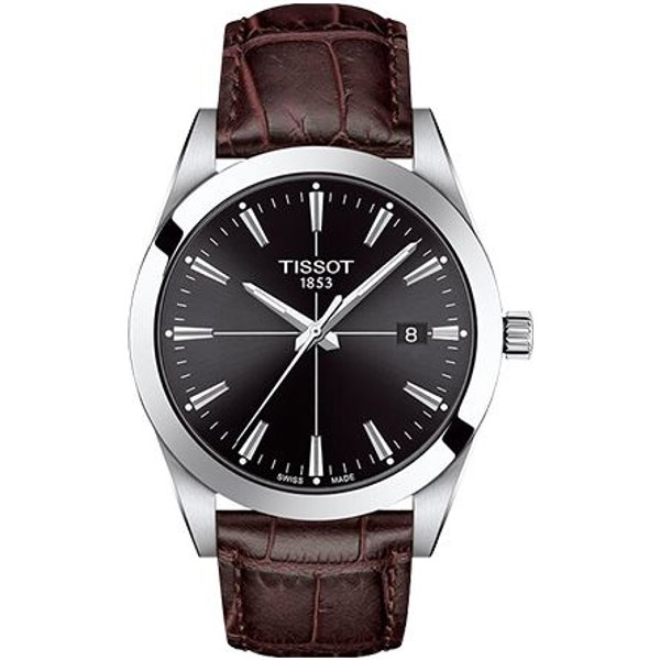 Zegarek Tissot Seria Wind Mechanizm Kwarcowy Wodoszczelność 100 MetróW Koperta 40 Mm Czarna Tarcza Stal Nierdzewna SkóRzany Pasek Zegarki MęSkie T127.410.16.051.01 Regular Watch Box,Brown Strap-image