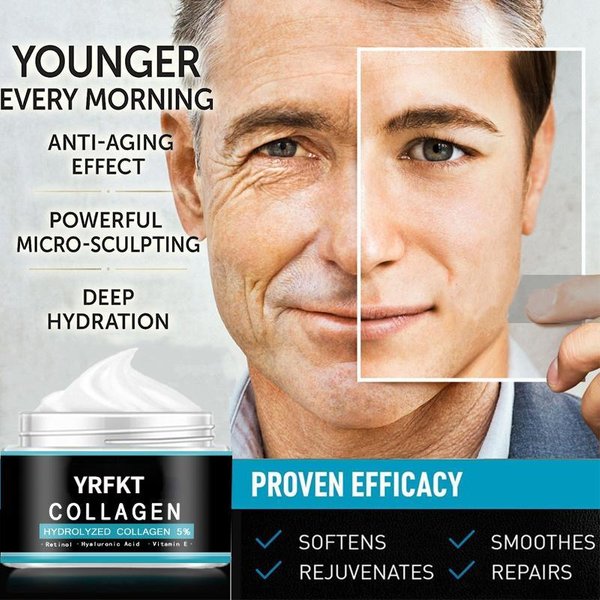MęSki Kolagen Retinol NawilżAjąCy Naturalny Organiczny Krem Na Dzień I Na Noc Przeciwstarzeniowy + Przeciwzmarszczkowy 30G-image