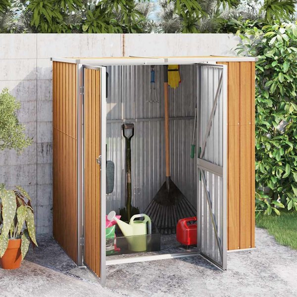 Vidaxl Cobertizo De JardíN, MarróN, 161X89X161 Cm, Acero Galvanizado-image