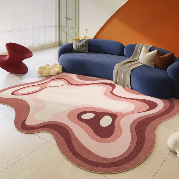 Kolor Dopaminowy WystróJ Sypialni Kreatywność Dywan Nieregularny KształT Dywany Do Salonu Zmywalna Mata PodłOgowa Przy łóżKu AntypośLizgowy Dywan 80X120Cm-image
