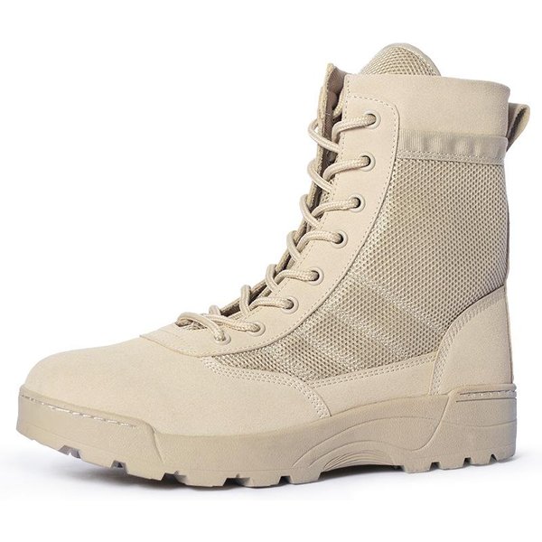 Botas De Senderismo Para Hombre, Botas TáCticas Militares, Botas Para Exteriores, Botas De Desierto, Botines Ligeros Y Transpirables Para Hombre, Botas De Combate De Motocicleta Antideslizantes Con Cremallera 44 Beige-image