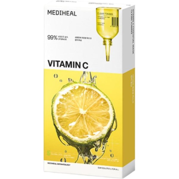 Mediheal Essential Vitamin C Mask 10 Szt. Maseczka W PłAchcie RozjaśNiająCa I NawilżAjąCa Yellow-image
