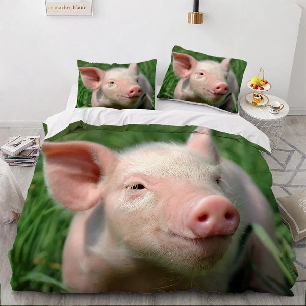 3D Uroczy Zestaw PośCieli Ze ZwierzęTami Szary Zestaw Poszwy Na KołDrę KołDra PośCiel Poszewka Na Poduszkę WzóR Tekstylia Domowe Rozmiar King Queen Eu Twin 135X200Cm Gray-image