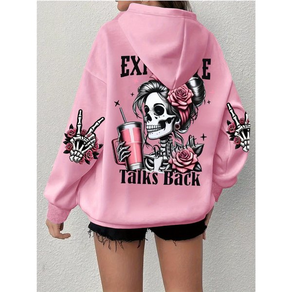 Sudadera Con Capucha Para Mujer, Con Estampado Divertido Y Divertido De Harajuku, Ropa Holgada De Forro Polar, CáLida Y CóModa, Estilo Vintage De OtoñO Con Cuello Redondo. XL Color Rosa-image
