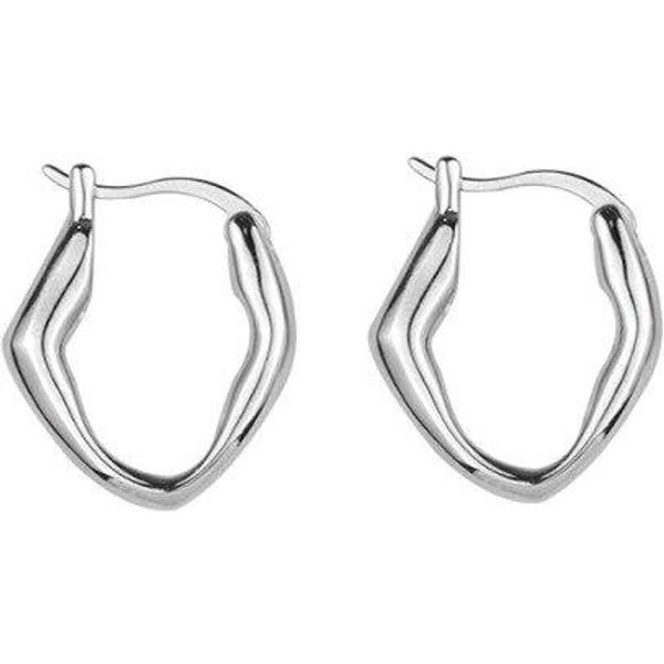 Pendiente De Aro Irregular De Plata De Ley 925 Para Mujer JoyeríA GeoméTrica Simple Regalos White-image