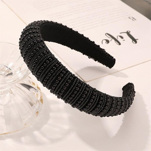 Diademas Anchas De Perlas De Lujo Para Mujeres NiñAs Accesorios Para La Cabeza Moda Diademas Bandas Para El Cabello Aro Para El Cabello Accesorios Para El Cabello Black-image
