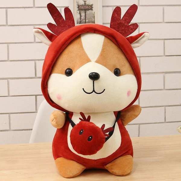 Lindo MuñEco Shiba Inu Transformado En Princesa Ardilla NiñO MuñEco De Trapo Para Dormir Juguete De Peluche NiñOs 25Cm )-image