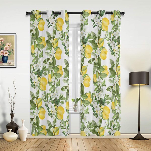 Akwarelowe Cytryny Owoce BiałE ŻółTe ZasłOny Do Sypialni Salonu Draperie Kuchnia PokóJ DziecięCy ZasłOna Okienna Nowoczesny WystróJ Domu 135W X 92H(Cm) X1-image