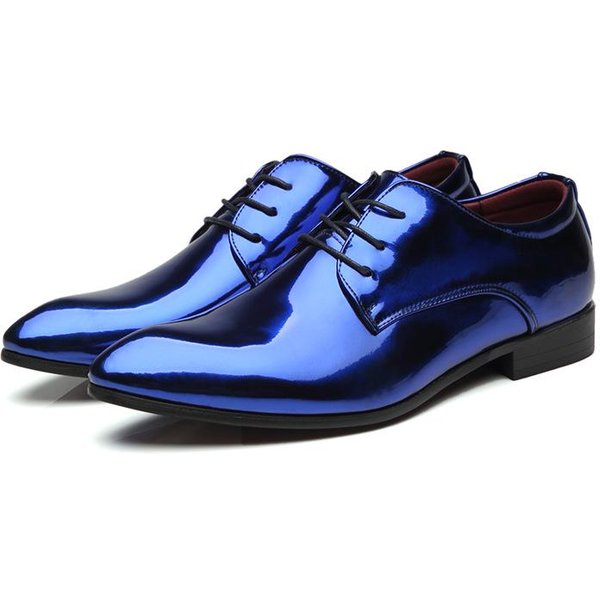 Lakierki MęSkie Buty ŚLubne ZłOto Niebieskie Czerwone BiałE Oksfordzie Buty Projektant Pointed Toe Sukienka Buty DużY Rozmiar 37-48 43 Niebieski-image