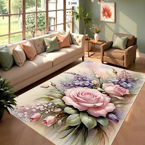 Vintage RóżOwa RóżA Kwiatowy Dywanik Obszarowy Mata PodłOgowa Mata Drzwiowa Mata WejśCiowa Do Dekoracji Domu Dywan Do Salonu 80X120Cm-image
