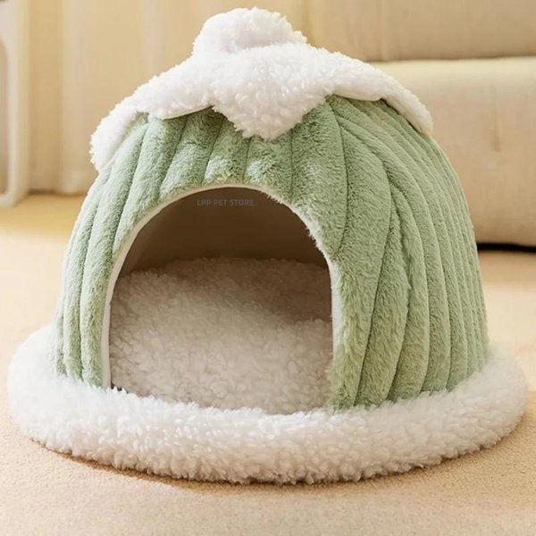 Casa Acogedora De Invierno Para Mascotas, Nido Suave Para Perros, Perrera, Cueva Para Dormir, Tienda De CampañA CáLida Y Gruesa Para Gatos Y Cachorros, Cama Nido Para Perros PequeñOs Y Gatos. S(35X35X32Cm) Brown-image