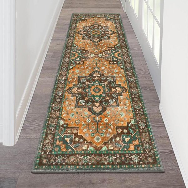 Boho Vintage Etniczny Dywanik Biegacz AntypośLizgowy Zmywalny Dywanik Do Przedpokoju Do Kuchni WejśCia Sypialni Dom Wiejski Mata PodłOgowa WewnęTrzna 50X150Cm 20X59Inch-image
