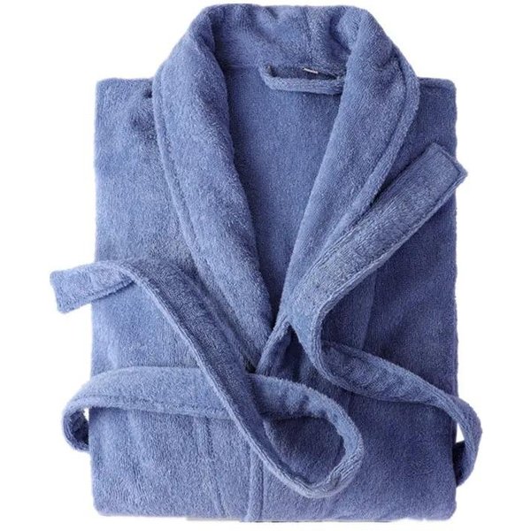 Albornoz De Rizo De AlgodóN 100% Extra Largo Para Parejas, Albornoz Suave Para Hombre Y Mujer, Bata De Noche, Ropa De Dormir, Albornoz Casual Para Casa L Gray-image