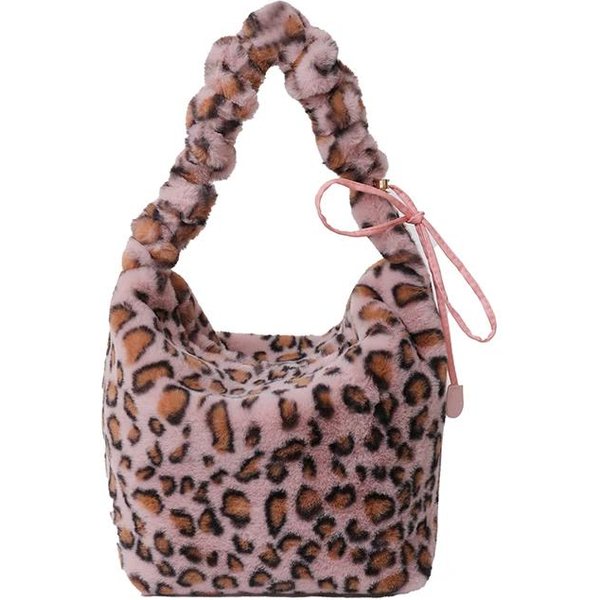 Pluszowa Torba Na Ramię Z Panterką Casualowa Wielofunkcyjna Torba Crossbody Modna Damska Torebka Gray-image