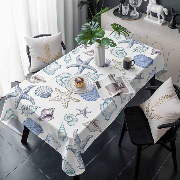 Akwarelowa PlażA Muszla Rozgwiazda Muszla ProstokąTny Obrus Na Stół Dekoracja Letni Nadmorski Morski Obrus Na Stół Jadalny WystróJ Domu 100X160Cm-image
