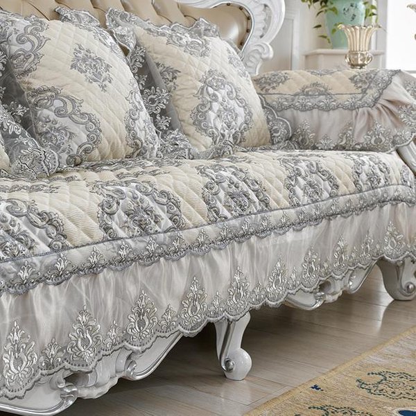 ŻAkardowa Luksusowa Narzuta Na Sofę Narzuta Na Sofę Wykwintna Poduszka Na Sofę Koronkowa SkłAdana Pionowa AntypośLizgowa Sofa RęCznik 40X90Cm-image