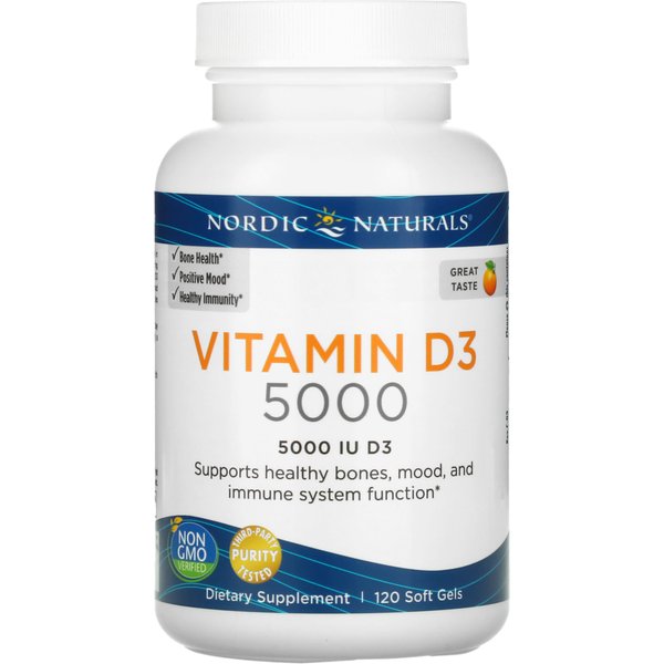 Nordic Naturals, Vitamina D3 5000, Naranja, 5,000UI, 120 CáPsulas Blandas-image