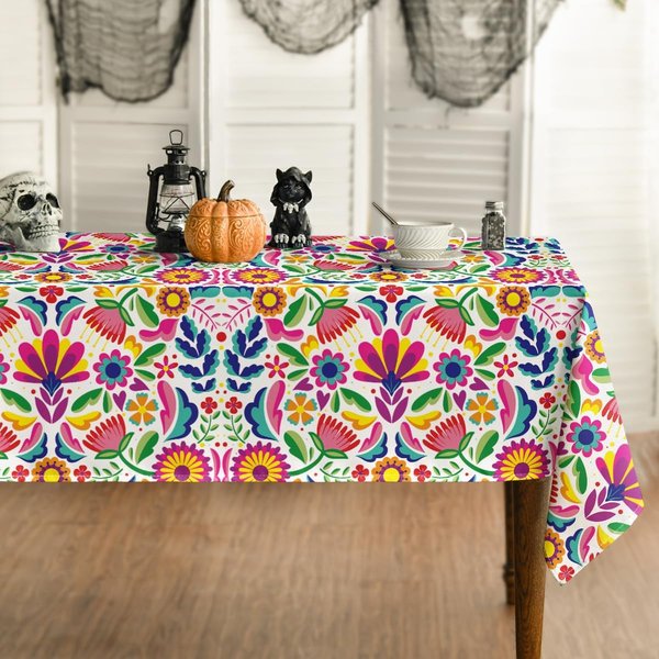 Meksyk Dzień ZmarłYch Obrus MeksykańSka Impreza Fiesta Dekoracja Dia De Muertos Obrus Na Stół Zmywalny Dekoracja StołU Dekoracja Halloween 90X140Cm Blue-image
