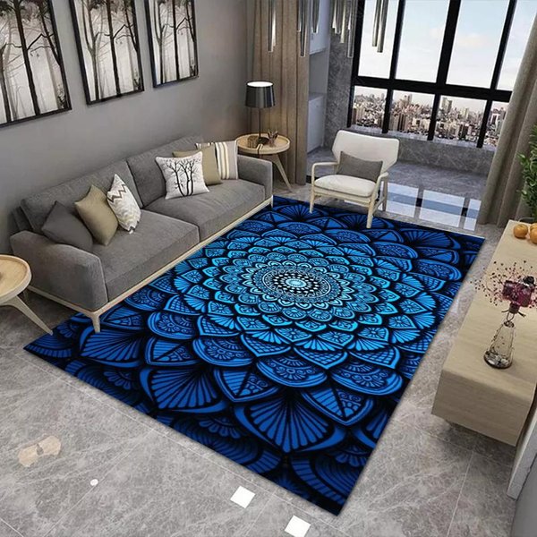 Dywanik Mat Maty Dywan Mandala 3D Bohema Kolorowy Kwiatowy WzóR Nowoczesny Salon WystróJ Domu AntypośLizgowy MięKki Dywanik PodłOgowy WystróJ Sypialni 80X120Cm-image