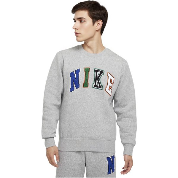 Sudadera Nike De Cuello Redondo De Manga Larga Con Parche De Letras Para Hombre, Gris FZ0880-063 XXL White-image