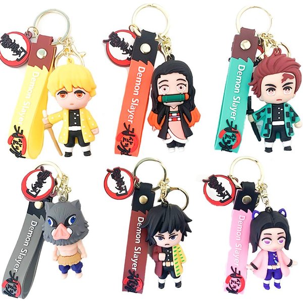 Anime Demon Slayer Kimetsu No Yaiba MuñEco Hoja Fantasma Llavero Personajes Lindos Colgante Para Bolso Llavero De Coche Anillo Juguete Para Fans Regalo Black-image