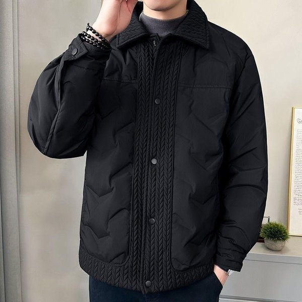 Chaqueta De Plumas Hombre Nueva Invierno Trigo PlumóN De Pato Moda Solapa CáLida Holgada Ligera Chaqueta De Plumas M Black-image