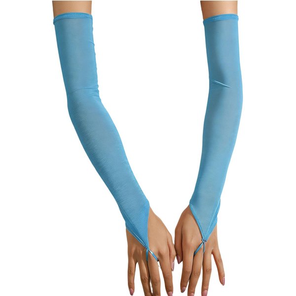Elegantes Guantes De Tul EláStico De Longitud Completa Para Brazo Mangas De Brazo Sin Dedos Para Bodas Y Fiestas Nocturnas Accesorio De Cosplay 8 Gray-image