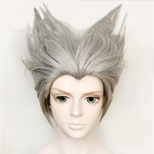 Peruka Do Cosplayu Garou WłOsy Role Play Kostium Na Halloween Impreza Syntetyczne WłOsy Odporne Na CiepłO Peruki Gray-image