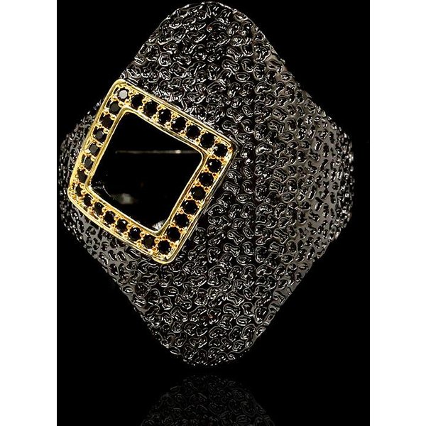 Anillo GeoméTrico Bicolor De ZircóN Negro Estilo Moderno Exagerado No. 10-image