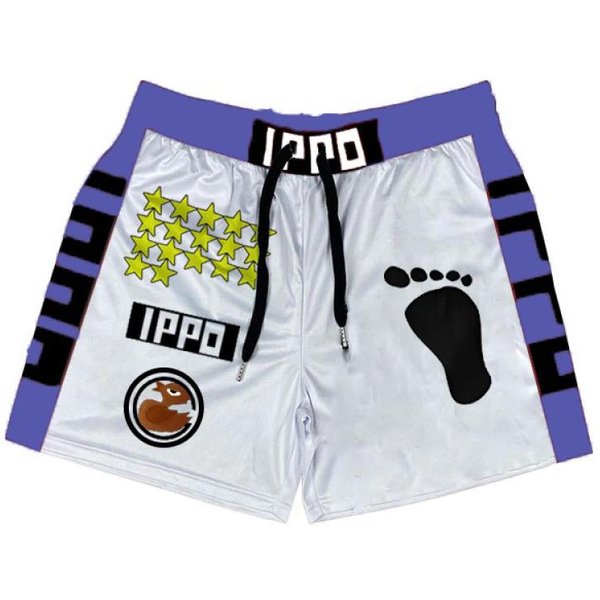 Anime Hajime No Ippo MęSkie Bokserki Makunouchi Nadruk W Mandze Spodenki Gimnastyczne Siatkowe SzybkoschnąCe KróTkie Spodnie Fitness Weatpants Lato 4XL Blue-image