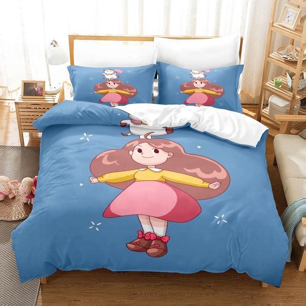 3D Anime PszczołA I Puppycat PośCiel Pojedyncza Twin PełNa Queen King Rozmiar Zestaw PośCieli Sypialnia DorosłY Dziecko Poszewki Na KołDrę Zestawy Tekstylia Domowe EU Single(135X200Cm)-image