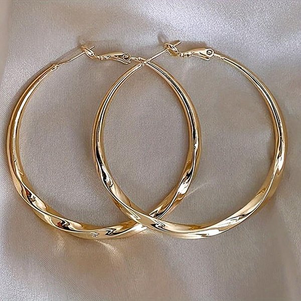 Pendientes De Aro Dorados Con DiseñO Circular De Moda JoyeríA Sencilla Para Mujer Accesorios De Uso Diario Pendientes JoyeríA Regalo-image