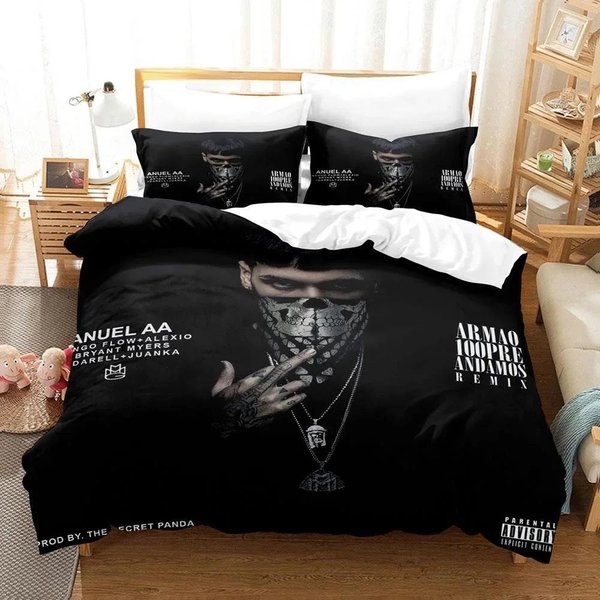 Anuel Aa Real Hasta La Juego De Cama Individual Twin Full Queen King Size Juego De Cama Adulto NiñO Dormitorio Funda NóRdica Juegos De 3D Estampado Cool US Full 200X230Cm-image
