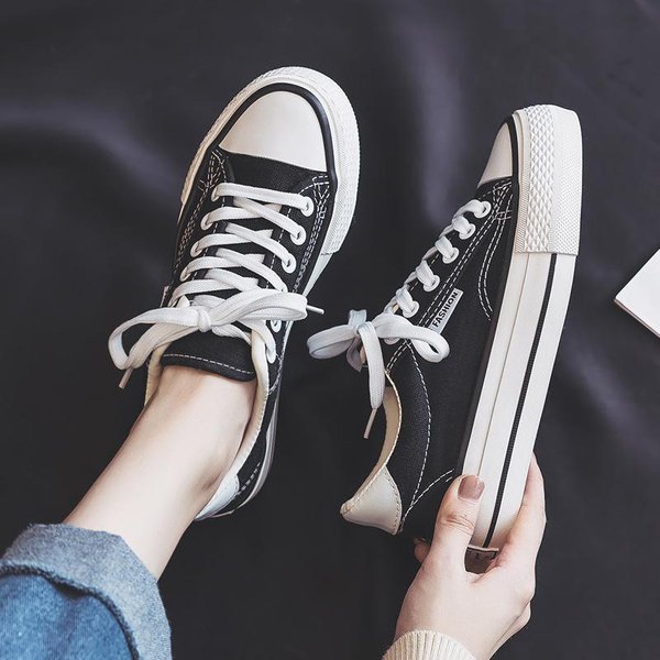 Zapatos De Lona Con Plataforma Para Mujer, Nuevos Zapatos De Tabla VersáTiles Y Transpirables, Zapatos Negros PequeñOs De Moda Para Verano 40 Negro-image