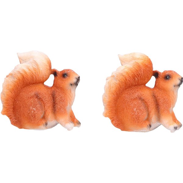1 Par Ardillas Figuras De Resina Miniatura Ardilla Animales Estatua Escultura Adorno Para JardíN Orange-image