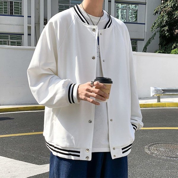 Chaqueta Vaquera Para Hombre, Nueva Chaqueta Lavada Americana De Color Liso De Primavera Y OtoñO, Chaqueta Con Solapa Para Estudiantes, Top De OtoñO 4XL White-image