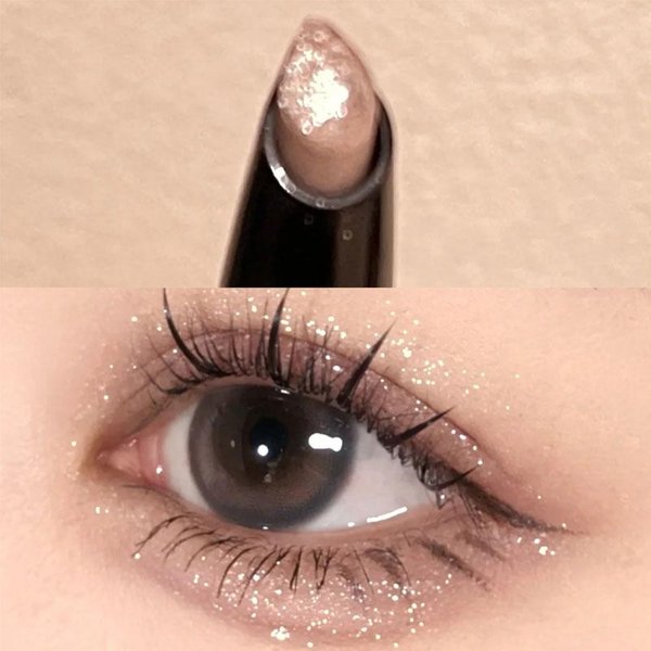 LáPiz De Sombra De Ojos Brillante, Iluminador De Maquillaje Facial, Delineador De Ojos De Seda Brillante De Larga DuracióN En Gel Black-image