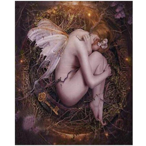 Pintura De Diamantes 5D DIY ÁNgel Elfo NiñA Bordado De Diamantes Punto De Cruz 20X30CM-image