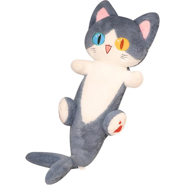 1/50/85/135Cm Kawaii Kosmiczny Kot Pluszowa Zabawka MięKka Poduszka Z Ogonem Rekina Urocze Pluszowe ZwierząTko Prezent 50Cm Kolor Szary-image