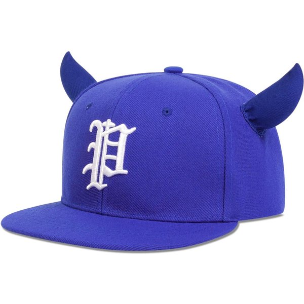 Gorra De BéIsbol Hip Hop De Moda Bordado Letra P Gorra Hip Hop Hombres Gorras Trucker Cuernos Lindos Sombrero Solar Deportivo AlgodóN Gorras Snapback Blue-image