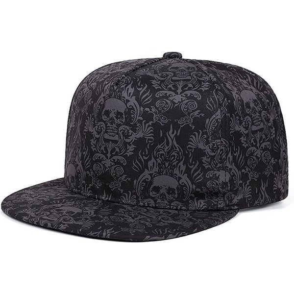 Nowa Modna Czapka Baseballowa PełNy Nadruk Czaszki Uliczna Hip Hopowa Czapka Outdoorowa Codzienna Czapka Dekoracyjna Czapka PrzeciwsłOneczna Unisex Czapka Z PłAskim Daszkiem-image