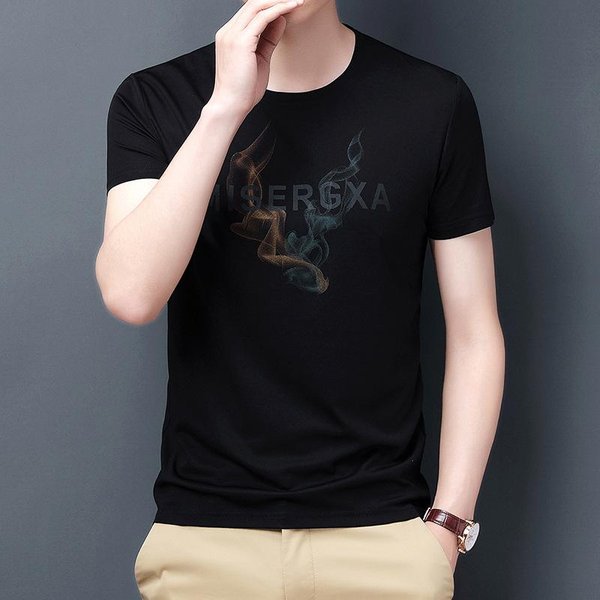 Letni T-Shirt MęSki Z KróTkim RęKawem Z BawełNy Tencelowej, Modny, KoreańSki, Z Nadrukiem, Modny, Casualowy, Z PółRęKawem, Odzież MęSka L-image
