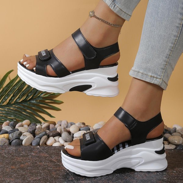 Sandalias De CuñA Con Plataforma Para Mujer, Moda De Verano, Zapatos CóModos Para Mujer, Ligeras, Casuales, Con Velcro, Zapatos De Playa 37 White-image