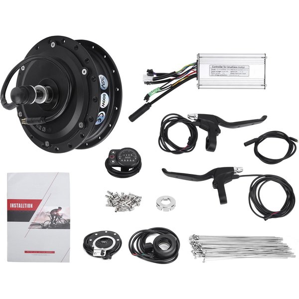 Zestaw Do Konwersji Roweru Elektrycznego 36V 500W Zestaw Silnika W PiaśCie KołA Przedniego Z WyśWietlaczem KT‑900S Do KołA 12G 28-Inch 12 Black-image