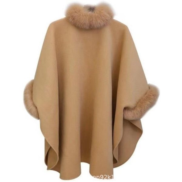 Capa De Lana OtoñO E Invierno Nuevo Abrigo De Cachemira Chal Abrigo De Lana 3XL Beige-image
