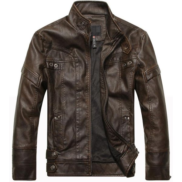 Kurtka SkóRzana MęSka Kurtka SkóRzana Modna Slim MęSka Kurtka Motocyklowa Ze SkóRy PU Plus Aksamitna Kurtka SkóRzana 5XL Black-image