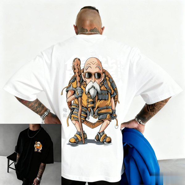 Dragon Ball Master Vintage Anime Estampado GráFico Camiseta Hombres Mujeres Holgado Streetwear Manga Corta Tops Camisetas De Verano Moda Casual 4XL Brown-image